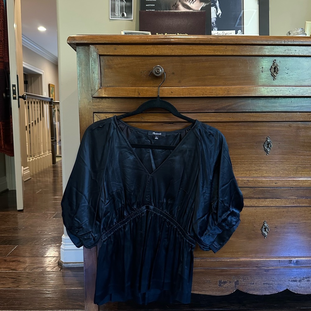 Madewell Black Satin Blouse